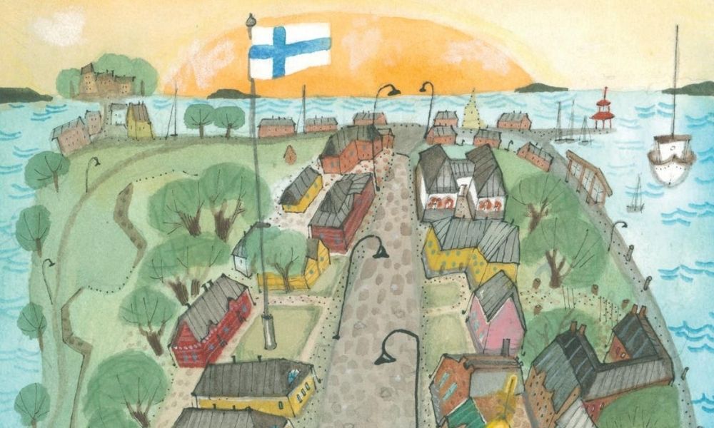 Lahjatavaraliike Ideri - Lappeenranta-aiheinen akvarelli